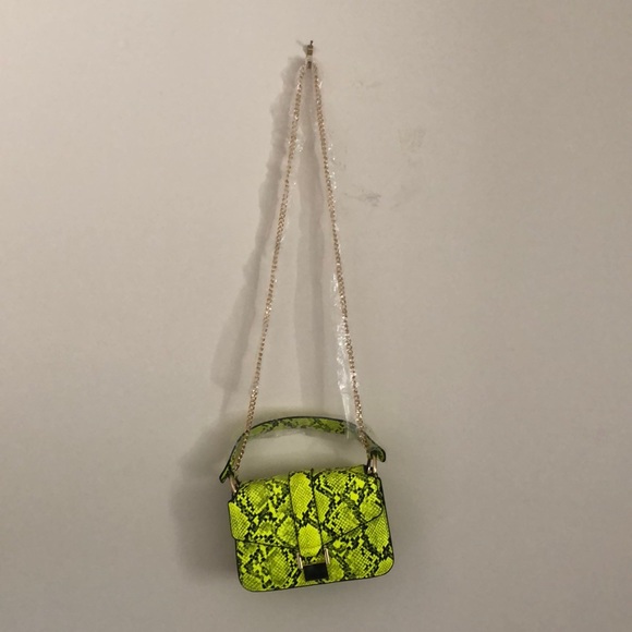 neon snakeskin purse